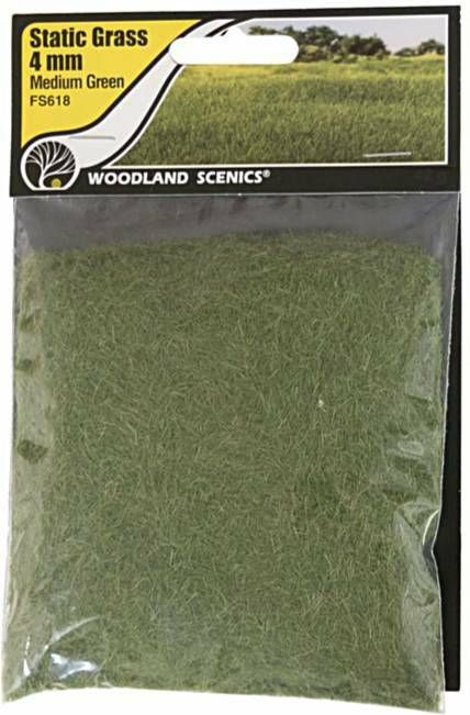 Woodland Scenics  FS618 4mm Static Grass 'Medium Green'