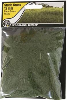 Woodland Scenics FS625  12mm Static Grass 'Dark Green'