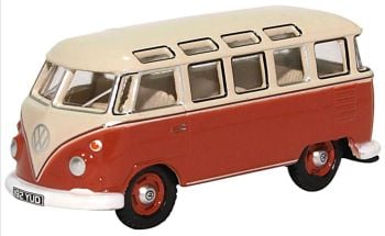 Oxford Diecast 76VWS001  VW T1 Samba Bus Sealing Wax Red Beige Grey