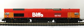 Graham Farish 371-399  Class 66/7 66783 'The Flying Dustman' GBRf Biffa Red
