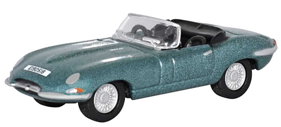 Oxford Diecast 76ETYP014  Jaguar E Type Opalescent Silver Blue