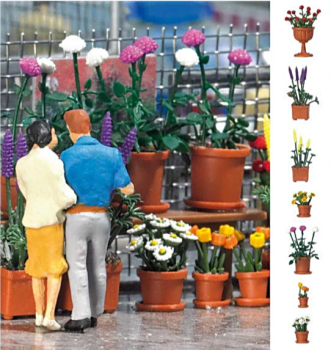 Busch 1209  Flowerpot Set With Flowers 'OO/HO'