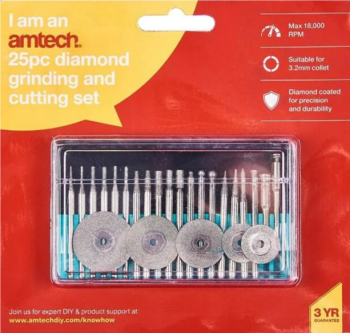 Amtech E1855  25 Piece diamond-coated polishing set