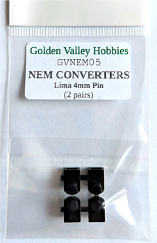 Golden Valley Hobbies GVNEM05  Conversion NEM pockets for Lima/Hornby wagons with 4mm pin (2 pairs)
