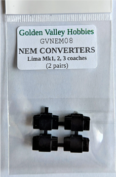 Golden Valley Hobbies GVNEM08  Conversion NEM pockets for Lima/Hornby coach bogies (2 pairs)