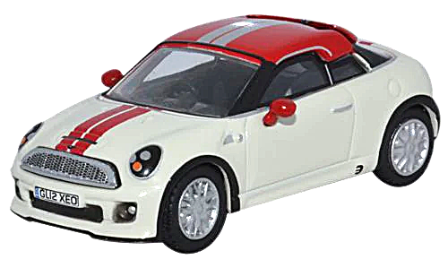 Oxford Diecast 76MC001  Mini Coupe Pepper White and Chilli Red