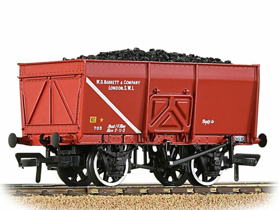 Bachmann 37-429  16T Steel Slope-Sided Mineral Wagon 'WD Barnett & Co.' Red