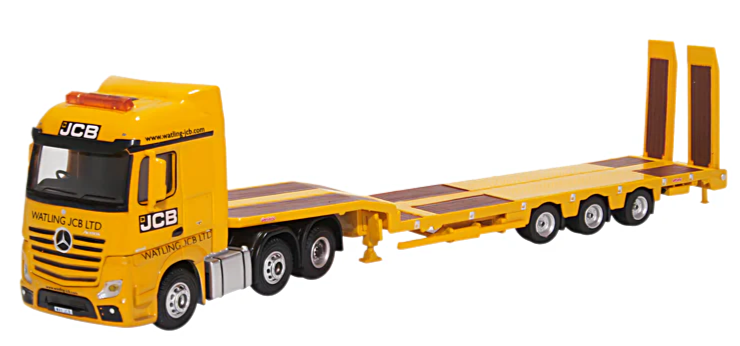 Oxford Diecast 76MB010  Mercedes Actros Semi Low Loader JCB