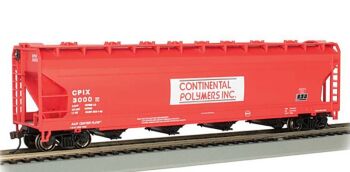 Bachmann 17510  56' ACF 4-Bay Center-Flow Hopper - Continental Polymers #3000 - Red