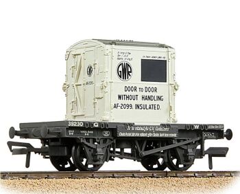 Bachmann 37-975B  Conflat Wagon GWR Grey With 'GWR' AF Container [W, WL]