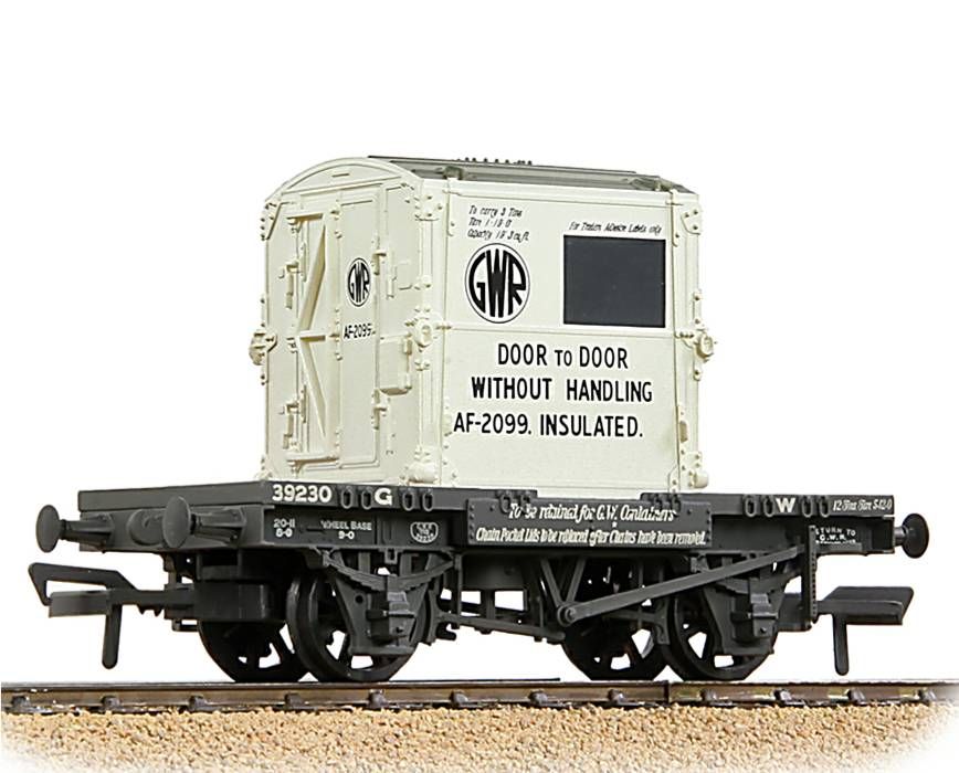 Bachmann 37-975B  Conflat Wagon GWR Grey With 'GWR' AF Container [W, WL]