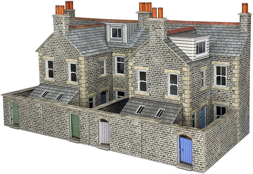 Metcalfe PO305 00/H0 Low Relief stone Terraced House Backs