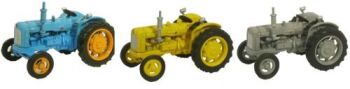 Oxford Diecast 76SET10A  Triple Tractor Set Blue Yellow Grey