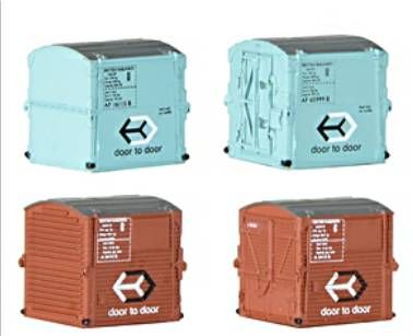 Graham Farish 379-392  Type A Containers BR Bauxite (x2) & Type AF Cont. BR Ice Blue (x2)
