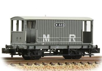 Graham Farish 377-753  MR 20T Brake Van without Duckets Midland Railway Grey