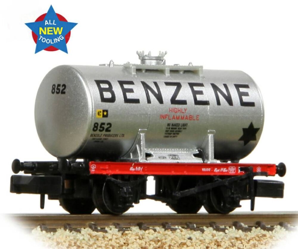 Graham Farish 378-000  14T Anchor-Mounted Tank Wagon 'Benzene' Silver