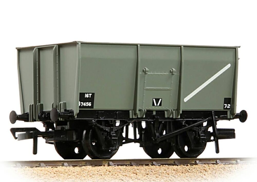 Bachmann 37-450C  16T Steel Slope-Sided Mineral Wagon Rivetted Doors BR Gre