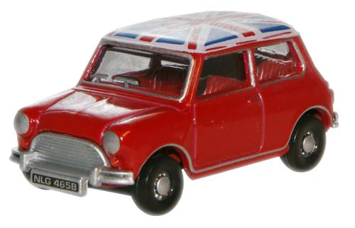 Oxford Diecast 76MN001  Tartan Red/Union Jack Austin Mini