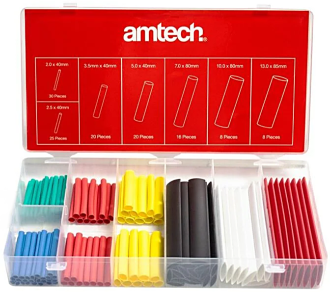 Amtech S6203  127 Piece heat shrink assortment - mixed colours