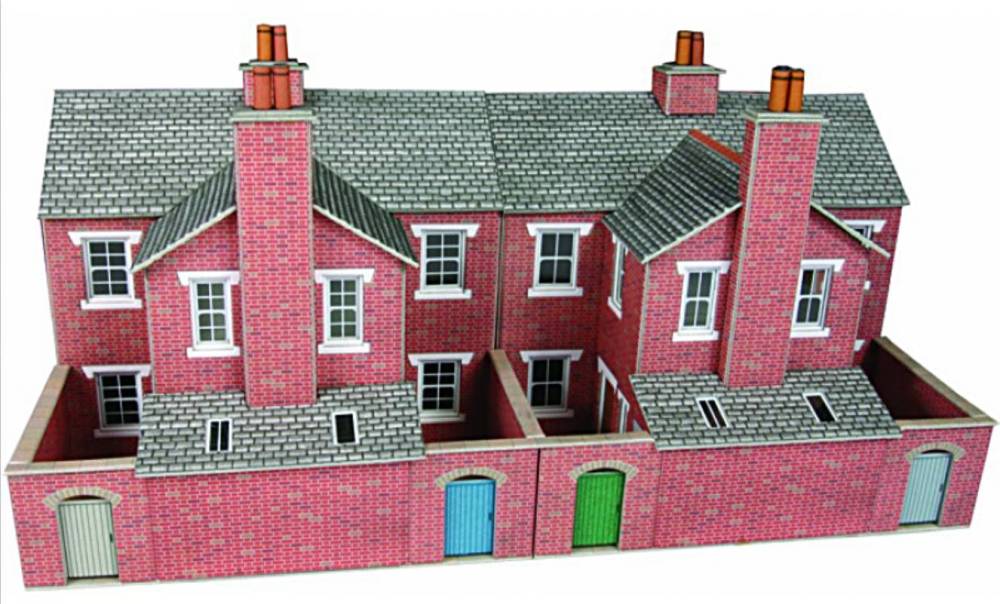 PO276 00/H0 Low Relief Red Brick Terraced House Backs