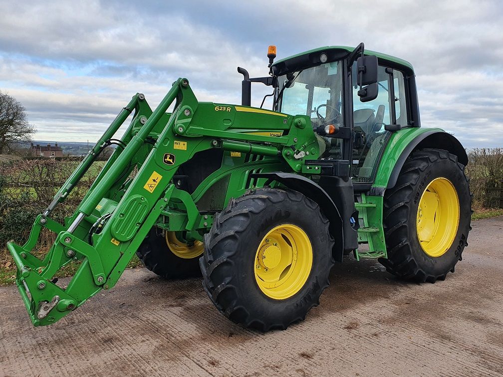 0045: John Deere 6110M 4wd C/W JD623R Power Loader. Year 2018 1 Council Owner, 3131 Hours, Power Quad, 40KPH Air Brakes, Air Con,  £ SOLD
