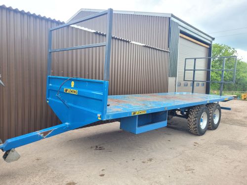 0188: Fleming 25ft Tandem Axle Bale Trailer, Year 2013, 8 Stud 385/65 22.5 Super Singles, Hyd Brakes, Lights, Done Very Little Work. £ SOLD