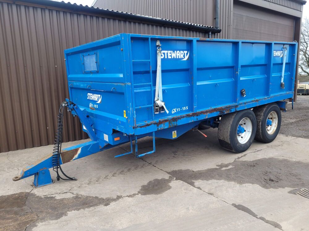 0969: Stewart GX11-15S 11 Ton Grain Trailer With Removable Sides. Year 2011, 16ft 6" Flat Bed, 8 Stud Super Singles, LED Lights. £6,250 Plus Vat