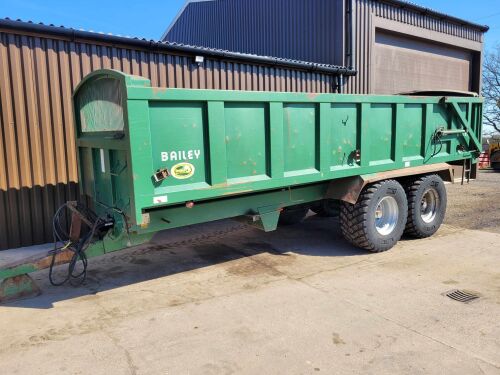 0970: Bailey 14 Ton Tandem Axle Root Trailer On BKT 500/60 R22.5 80%, Year 04, S.Drawbar, Hyd Tailgate, Rear Drop Hitch . £9,200 Plus Vat.