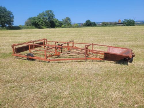 0673: Browns Box Section Flat 8 Bale Sledge / Accumulator, Complete With Baler Chute / Towbar £650 Plus Vat
