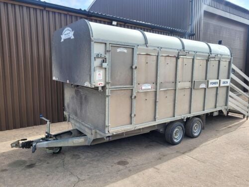 0979: Graham Edwards 14ft Tandem Axle Stock Trailer c/w Power Deck Ramp, Folding Decks, Tidy Order, £4,200 Plus Vat