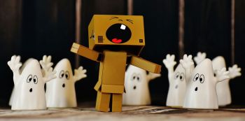 Canva - Danbo Figure Sorrounded by Ghosts