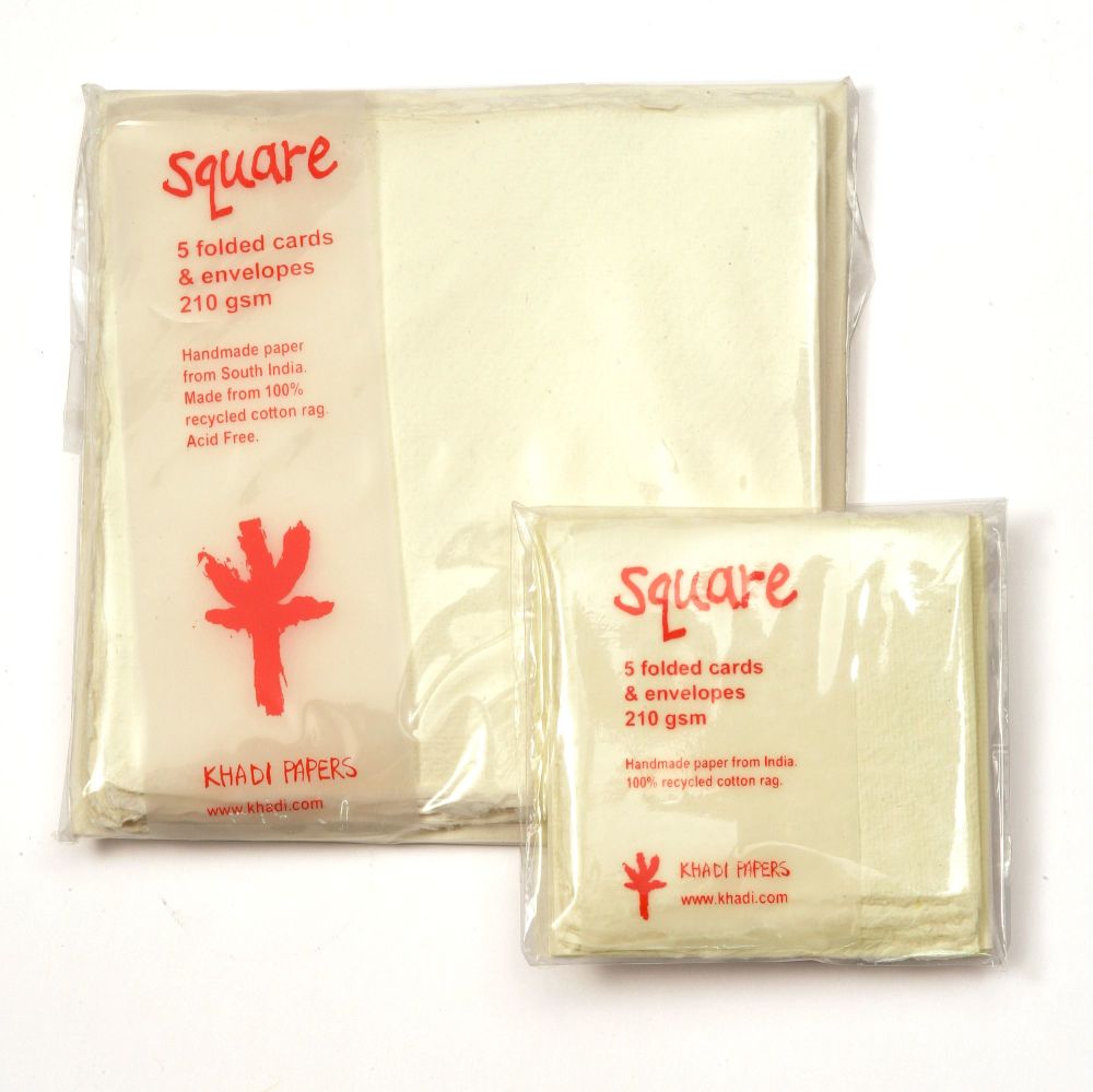 Khadi Cotton Rag Square Folded Card & Envelope packs