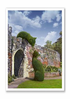 Topiary Cat - Greeting Card - Hertford Castle Daytime Tryst