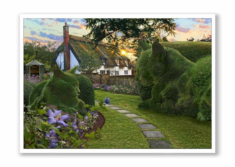*NEW* Topiary Cat Thatched Cottage Idyll