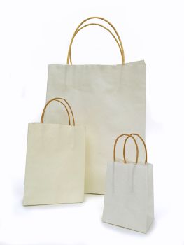 Khadi Handmade Paper Bags - NATURAL WHITE