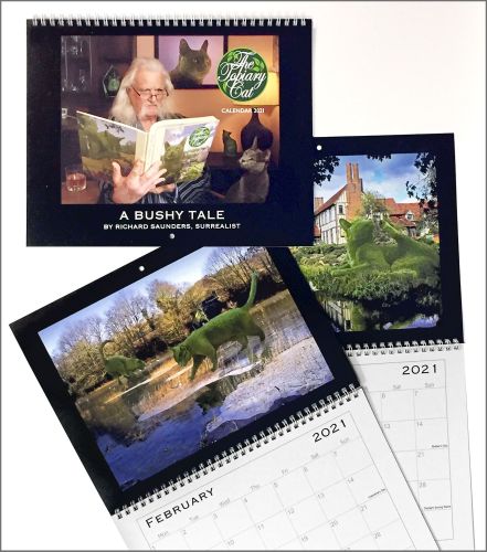 Topiary Cat - 2021 Calendar - A Bushy Tale by Richard Saunders, Surrealist