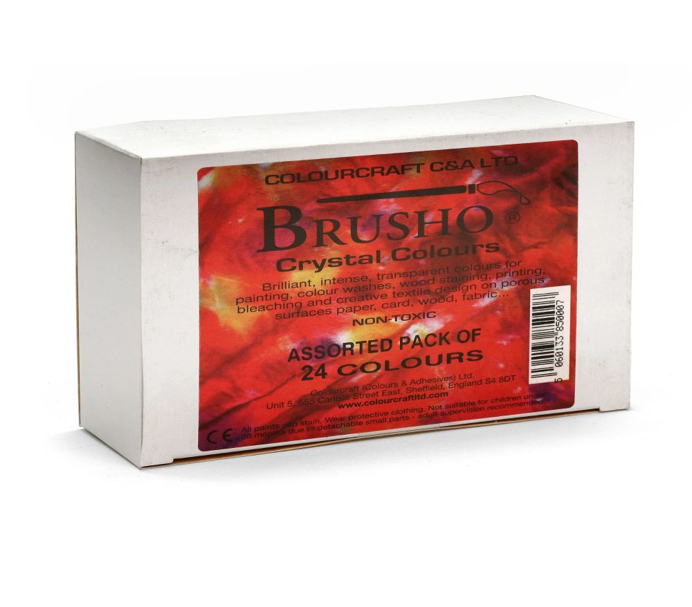 Brusho Crystal Colours - Set of 24 assorted colors, 15 g, pots