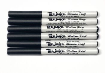 Jacquard Tee Juice Medium Point Fabric Markers - Black x 6