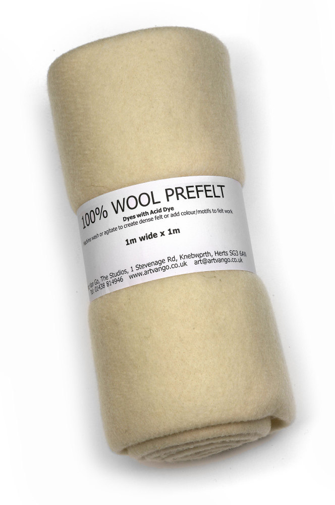 100% Wool Prefelt White 1m x1m