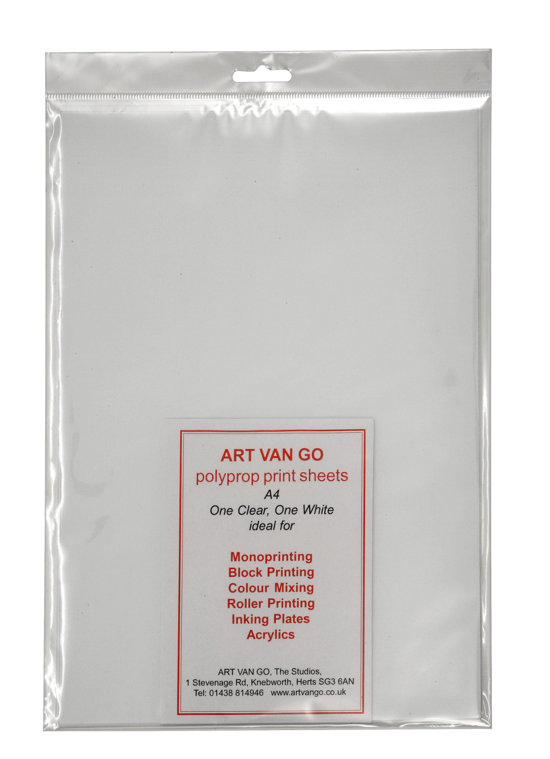 Art Van Go Polyprop Print Sheets A4 One Clear, One White