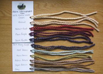Samples of Wool and/or Yarn Short Lengths to see colour thickness & softness Swatches