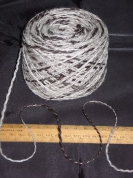 100g Cream & Brown 100% pure undyed British Jacob knitting wool dk thick & thin