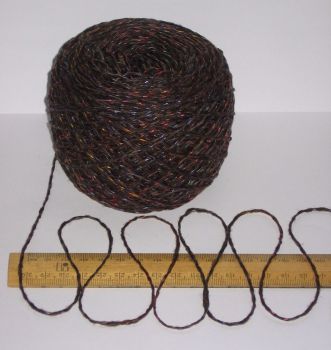100g Brown 100% British Wool Double knitting yarn dk with a multi coloured thread running throughout