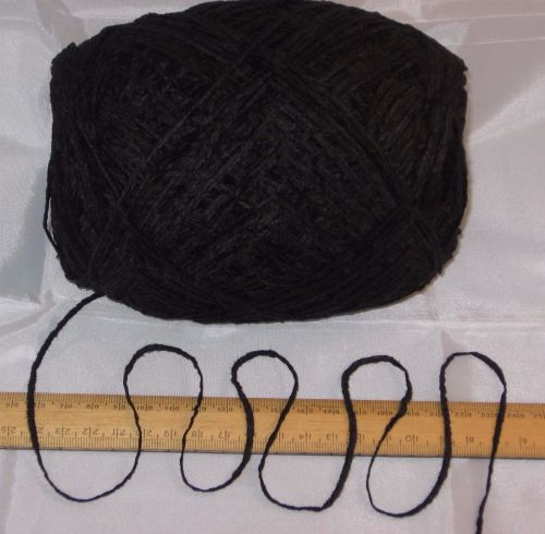 100g balls of Black 4 ply British Acrylic Chenille knitting wool yarn soft