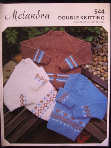 Paper Knitting Pattern Vintage Melandra 544 Children's Cardigan & Sweater DK 22