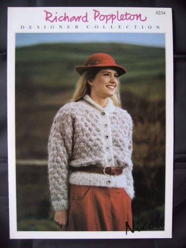Paper Knitting Pattern Vintage 80s Poppleton 0234 Ladies Women's Mohair Cardigan