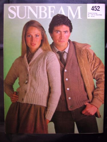 Knitting Pattern ~ Vintage 1980s Sunbeam 452 DK Cardigan Men Mens Women Ladies Lady's