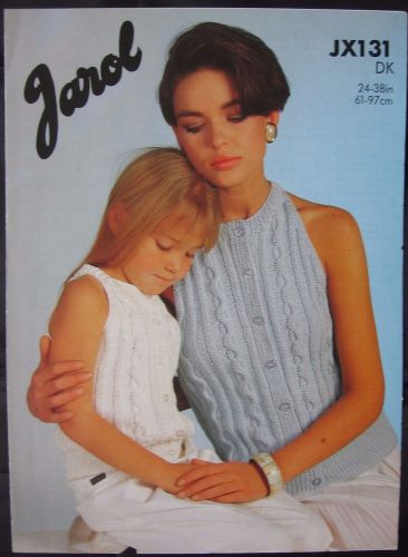 Paper Knitting Pattern ~ 80s Jarol JX131 Sleeveless Top women & Girls DK 24