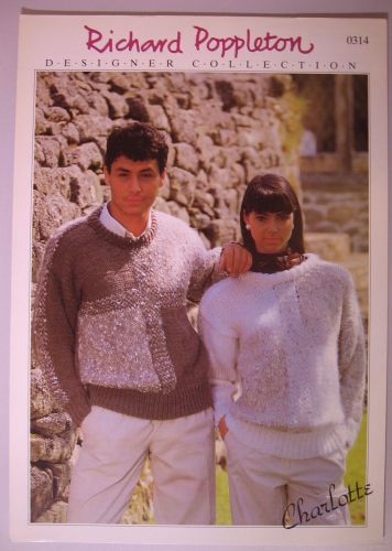 Paper Knitting Pattern Vintage 80s Poppleton 0314 Ladies Women's & Men's Sweater