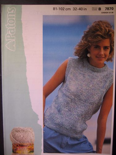 Paper Knitting Pattern Vintage 1980s Patons 7870 for Womens Lady's Summer Top 32